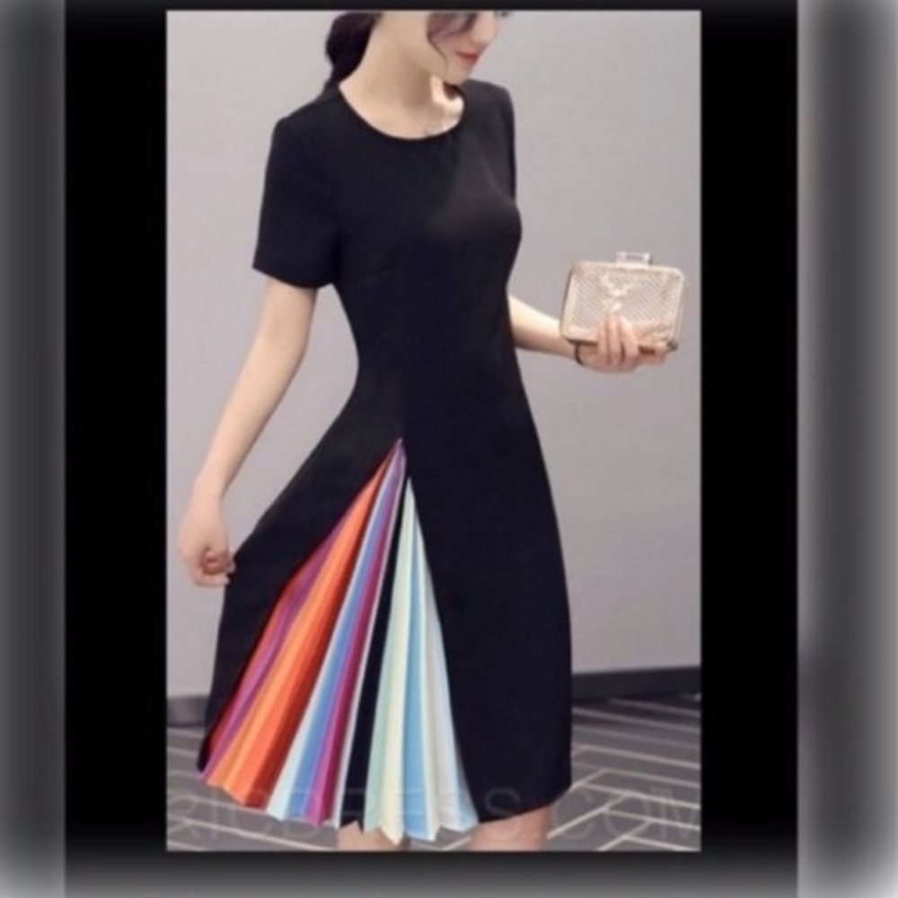 W.D. Only Attitude Black Dress Size Medium (fits like Small) w/multicolor FLAIR